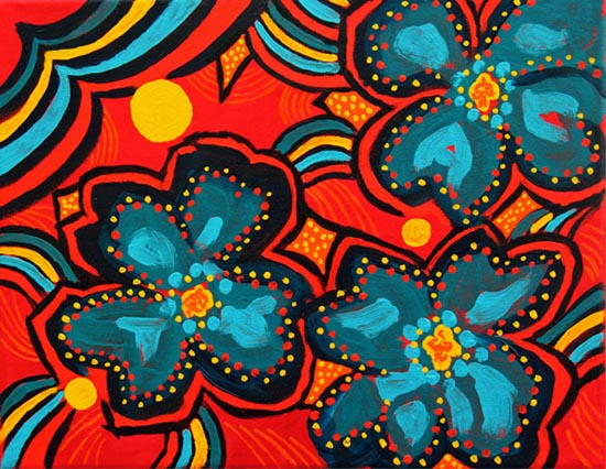 Blue On Red
8x10 Acrylic on canvas