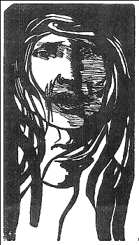 Figure 10: Leonard Baskin, Desdemona, 1973. Woodblock 32 x 17 cm. From Gehenna Press Othello portfolio. The. Fern & O'Sullivan, 626.