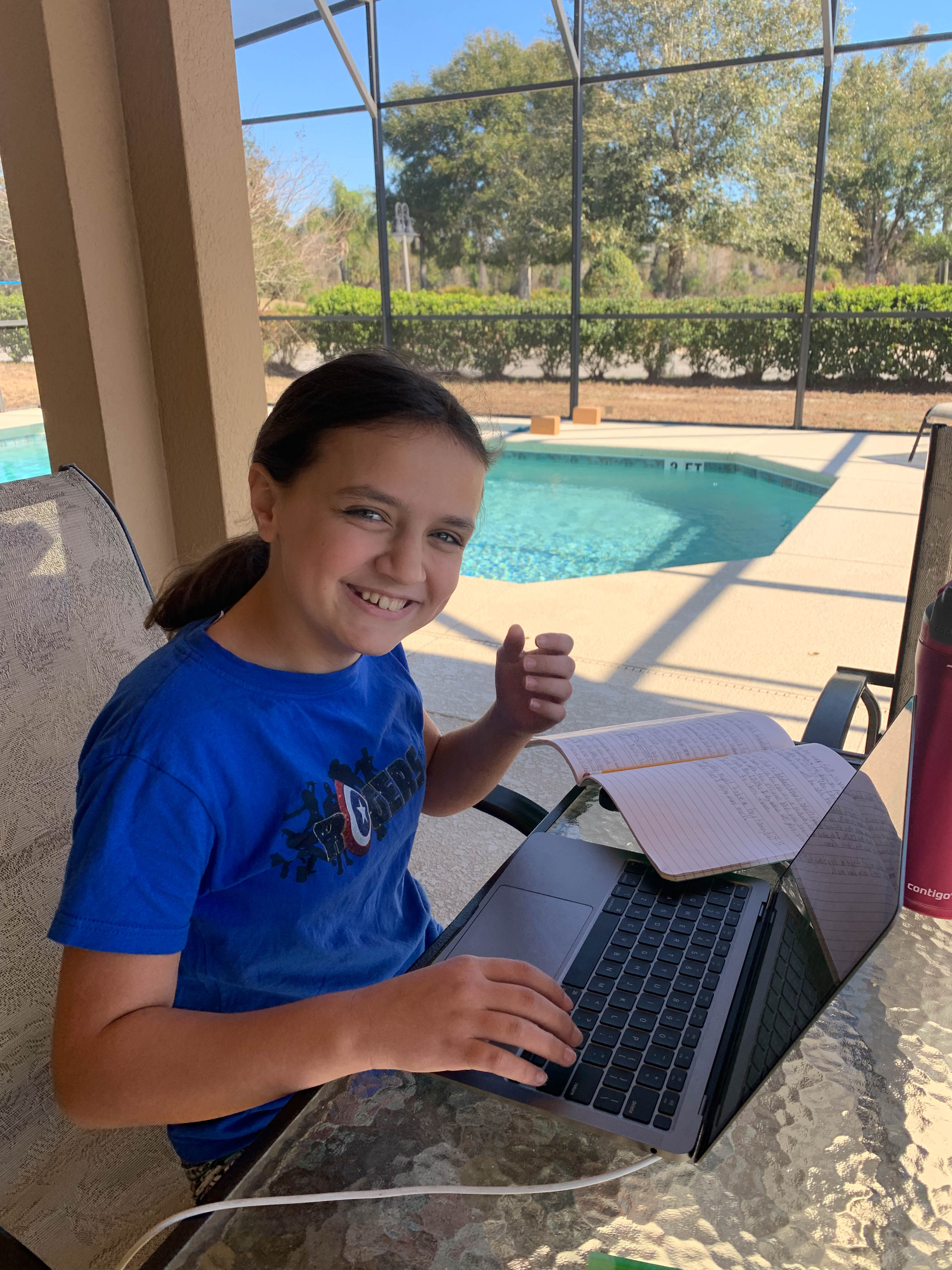 We did school by the pool