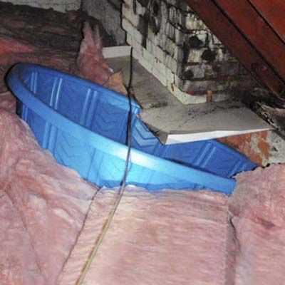 Kiddie Pool in Attic for Drainage