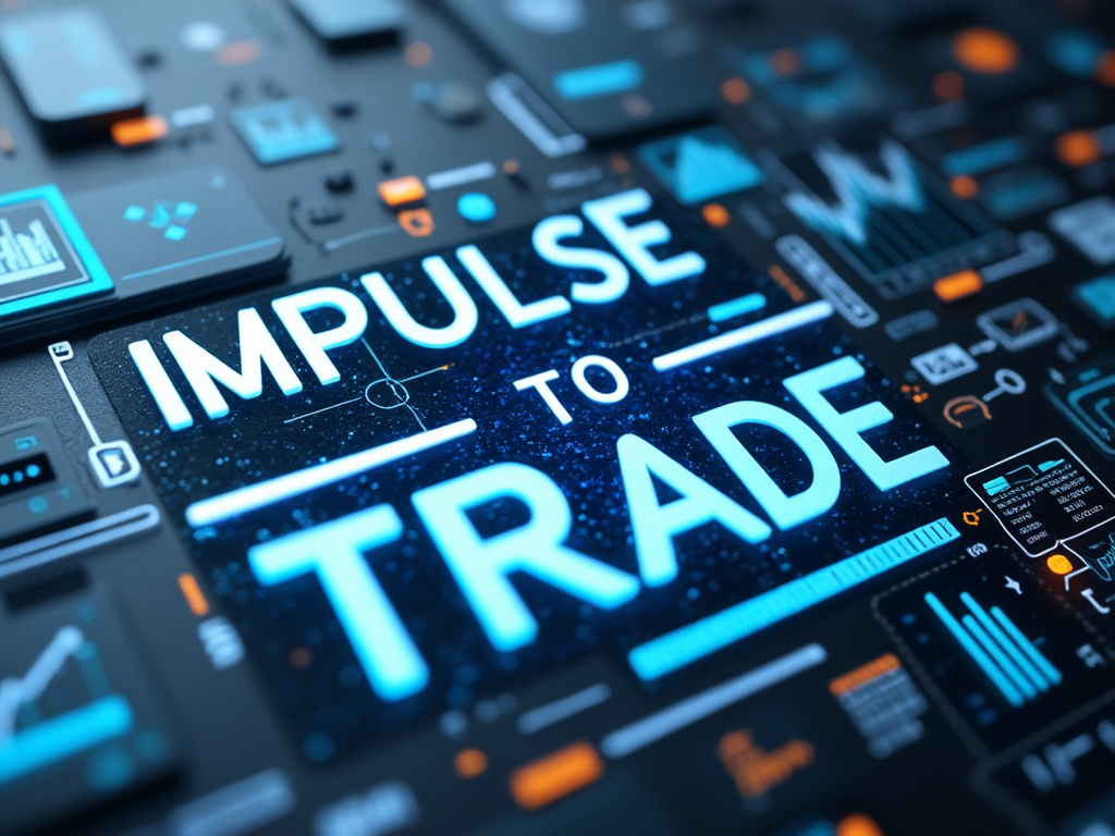 Imagen de pantalla tecnológica con el texto 'Impulse to Trade', que destaca conceptos de comercio y tecnología.