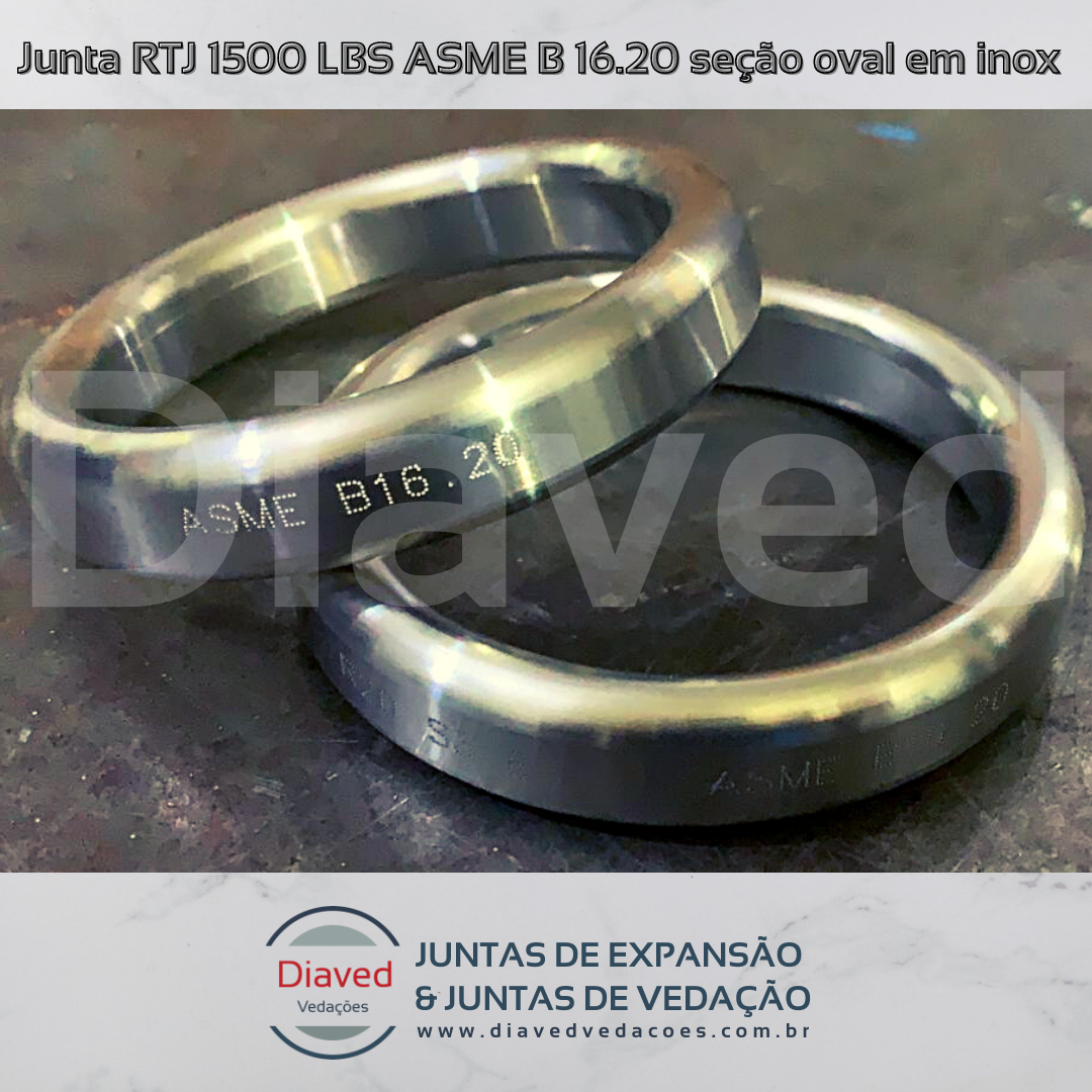 Junta RTJ 1500 LBS ASME B 16.20 seção oval em inox