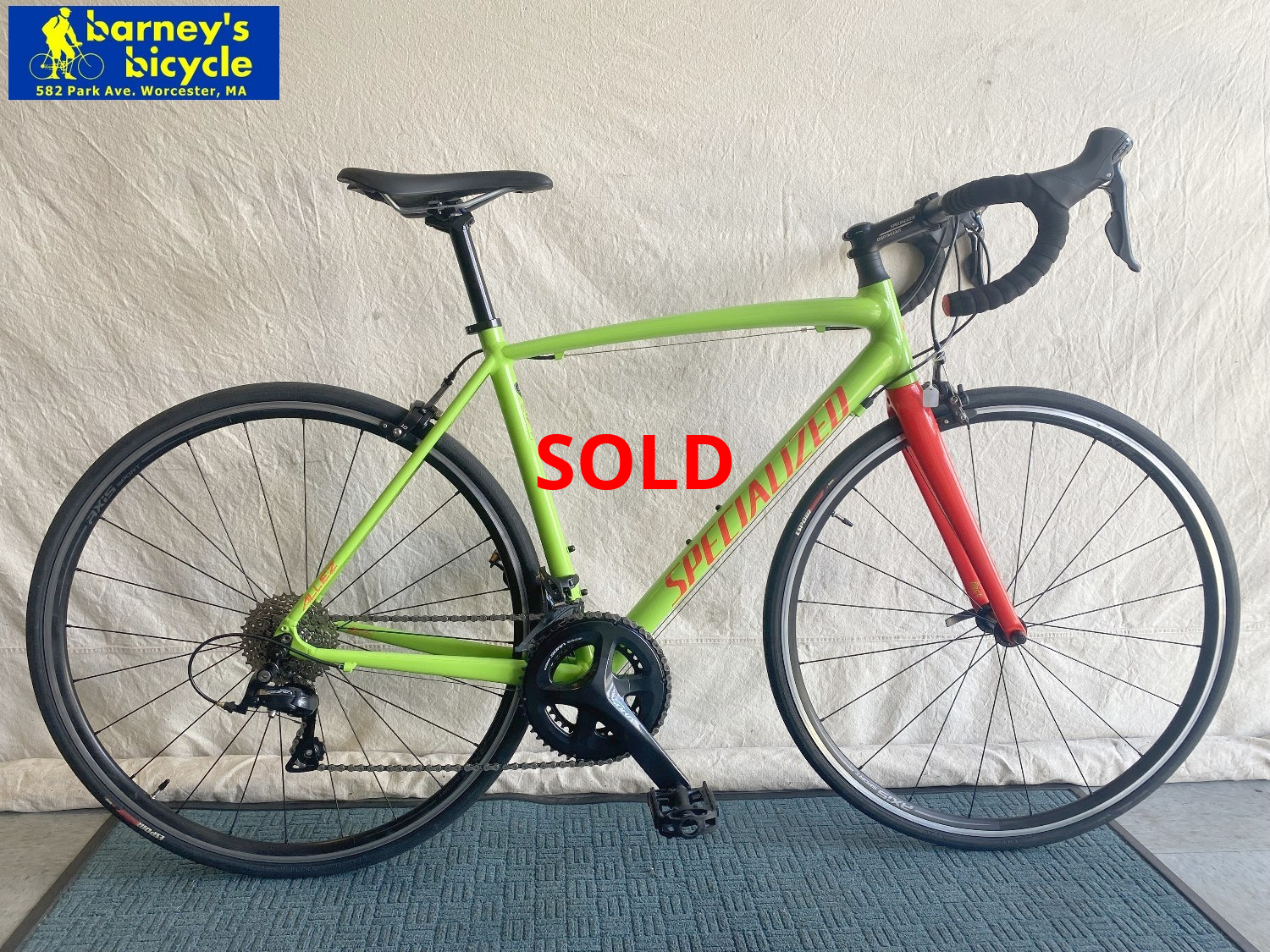 Specialized Allez 
Frame Size: MD, Aluminum/Carbon Fork
Rider Height: 5'8-5'11
Drivetrain: Sora 2x9	
Price: $849.00 (Professionally Tuned)