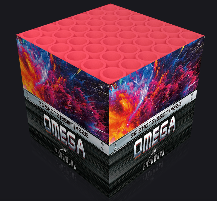 OMEGA Quiet - 36 Shots of spectacular low noise effects will light up the sky without any loud bursts or bangs.  £20