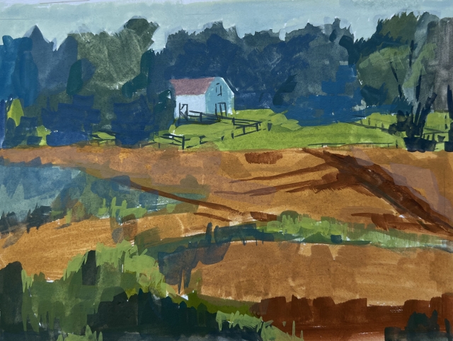 Riccio, Blooms Farm, 5" x 7" Gouache