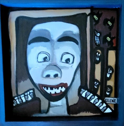 Title In Between cracks 12 x 12 acrylic on wood. Kelene 2024 $80.00