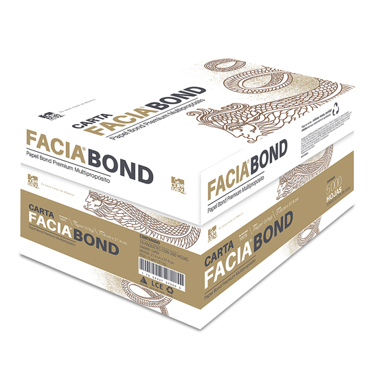 PAPEL FACIA BOND CARTA BLANCURA 99
PAPEL DE 75GR. MEDIDAS: 21.6 X 27.9 CM
ARTÍCULO: CAJA DE PAPEL
TIPO: BOND
COLOR: BLANCO
MARCA: COPAMEX FACIA BOND