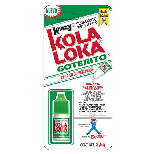 KOLA LOKA GOTERO 3.5 GR
PEGAMENTO INSTANTÁNEO DE CIANOACRILATO
ARTÍCULO: PEGAMENTO
TIPO: INSTANTANEO
COLOR: TRANSPARENTE
CARACTERISTICAS: GOTERO
MARCA: KOLA LOKA