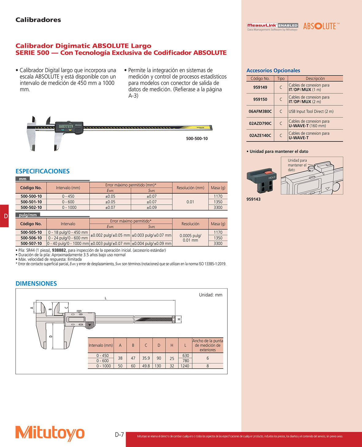 Calibrador digimatic ABSOLUTE largo

