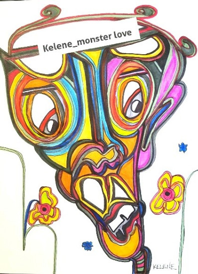Title: Looking sideways. 11 x 14 pen and pencil on paper. Framed. Artwork by Kelene_monster love