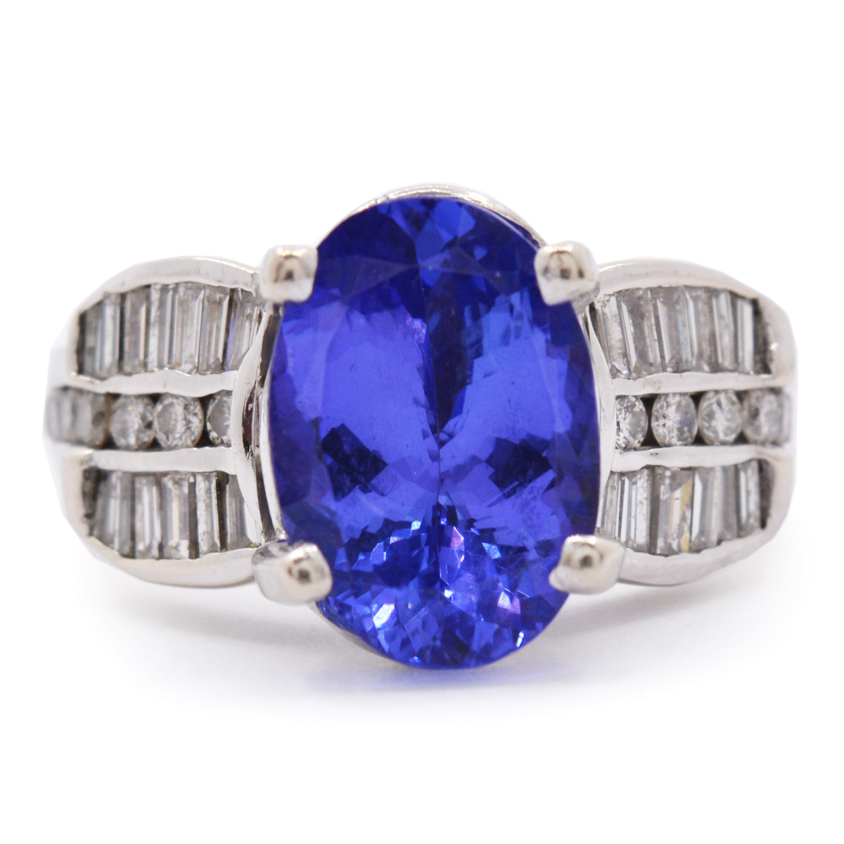 14K WHITE GOLD 5.05CT TANZANITE & 1.22CTW DIAMONDS $1,900