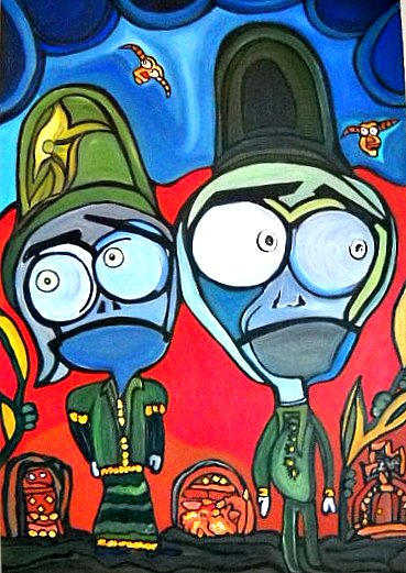 SOLD duet. Paint on canvas. 24 W x 36 L All artwork copyrighted©.