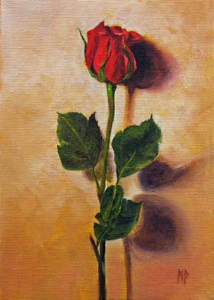 Red Rose ~ 5x7  Oil on canvas    SOLD