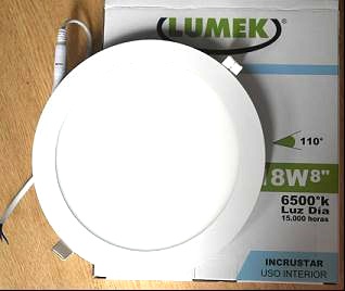 Panel LED SLIM 18W 8" /85-265V 
6500K - Redondo Incrustar Lumek  
Código 15004