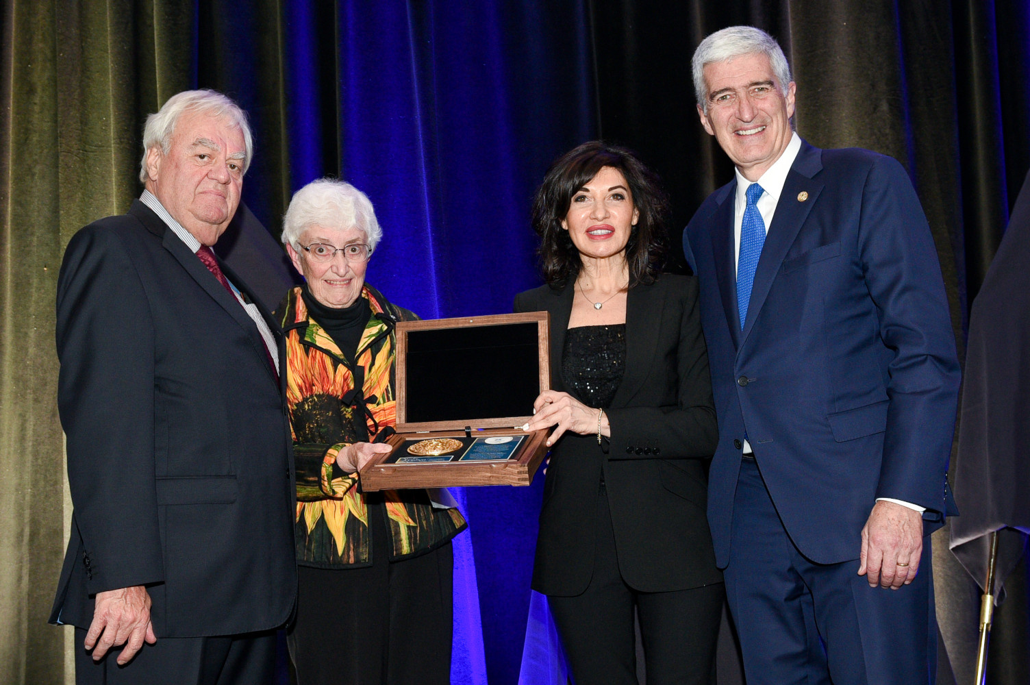 2019 - From left to right: Dr. Jacques Gagné recipient of the Prix Galien Canada 25th
 Anniversary Medal of Honor; Dr. Jean Gray, President of the Jury of Prix Galien Canada; 
Sylvia Durgerian, President, IQVIA;  Bernard Lachapelle.