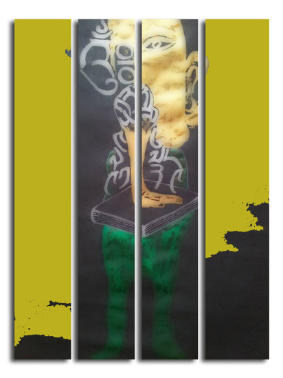 Untitled, acrylics on canvas, four sections X 20 X 100cm