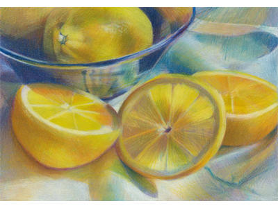 A Slice of Lemon (Coloured Pencil on Colourfix)