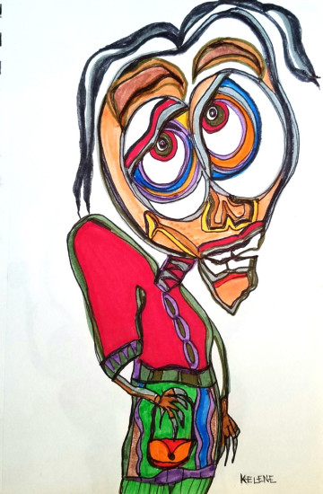 Title: Shopaholic pen and pencil on paper framed. 10 x 12. All artwork copyrighted.