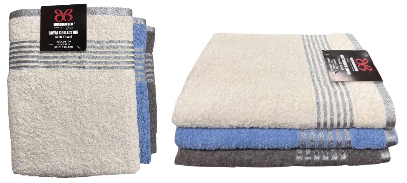 4188-S
BIBB SILVER ASST BATH TOWELS  27 x  52 "
UPC: 782650411107
36 CS/PACK
