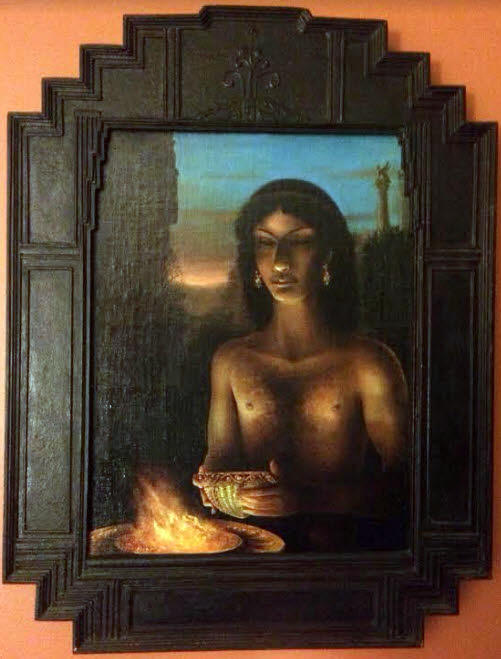 Title: Bagoas
Dimensions: Unknown
Media: Oil paint (unconfirmed)
Artist: William Girard
The story of Bogoas, the subject of the painting, is splendidly told in the book, The Persian Boy, by Mary Renault. Bogoas is the son of a Persian prince who is castrated at an early age after his father's murder. Eventually, he becomes the lover and property of Alexander the Great, whose story is then told through Bogoas's eyes.