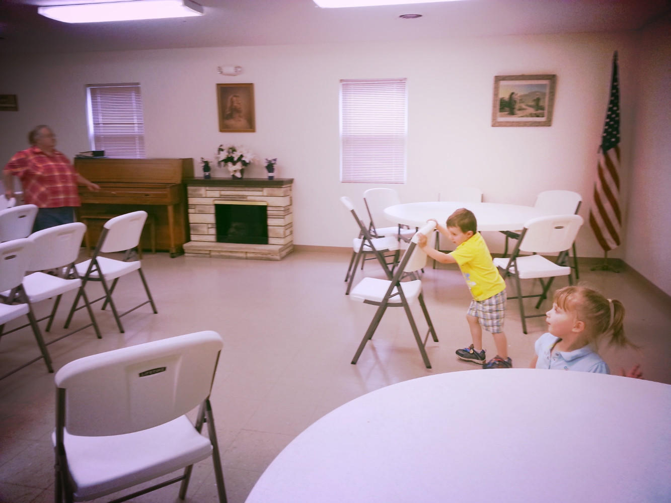 Setting up for Sunday