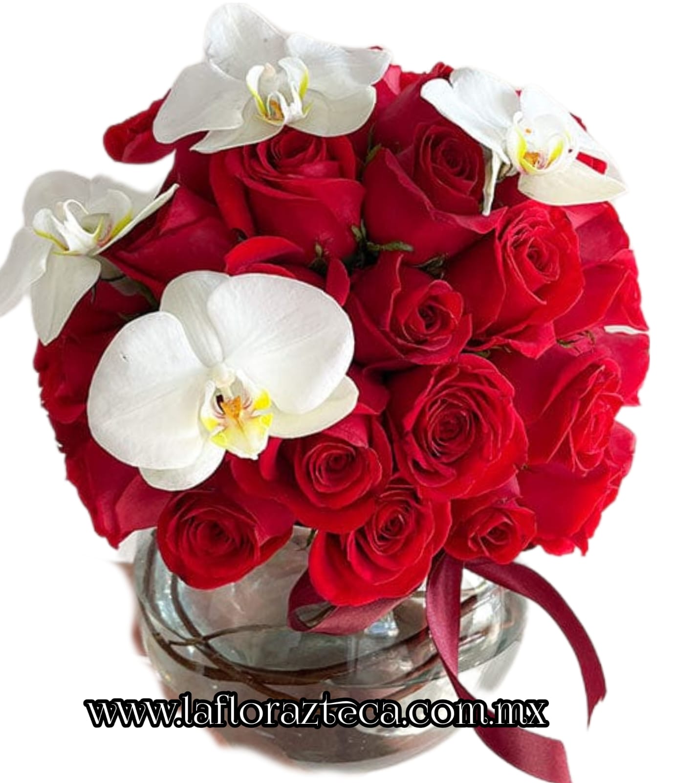 TOP - 3  $1,800
Rosas rojas con Orquideas en base circular, 50 rosas aprox.