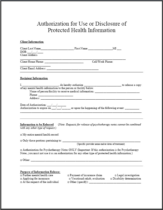 Authorization to Disclose Information Form