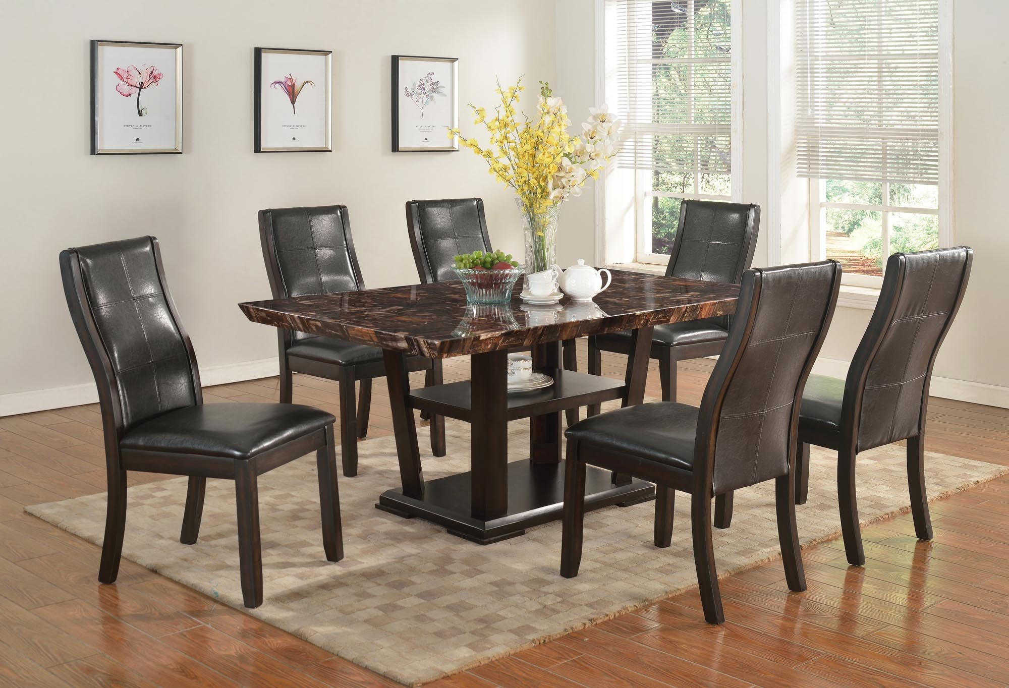 Furniture Clearance Center Wood Dinettes And Kitchen Sets Kinsley Ctc 9256 7 Piece Dinette Table And 6 Chairs