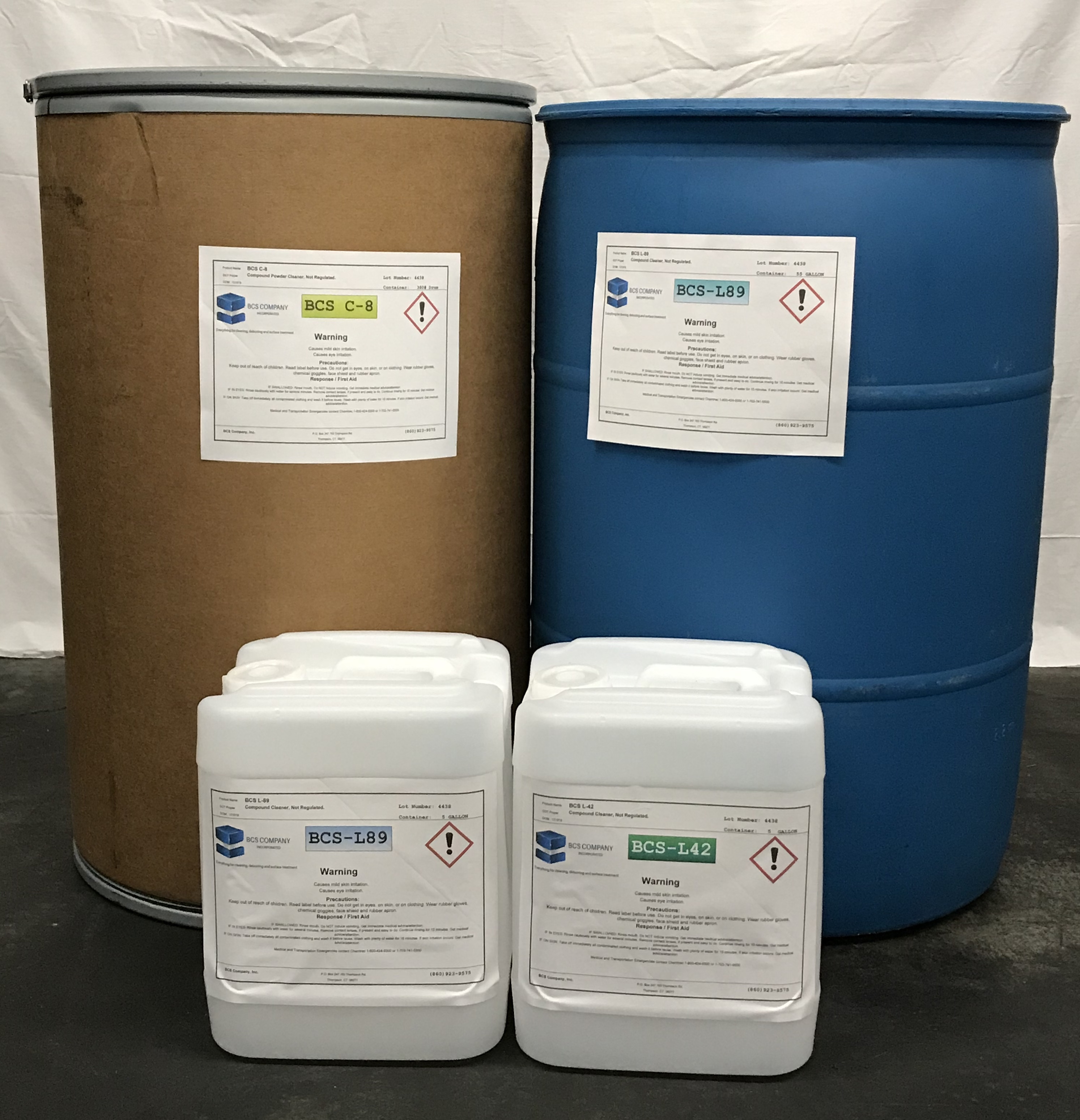 BCS Company Powders and Aqueous Compounds in 5 Gallon, 55 Gallon and 400 Pound Drum