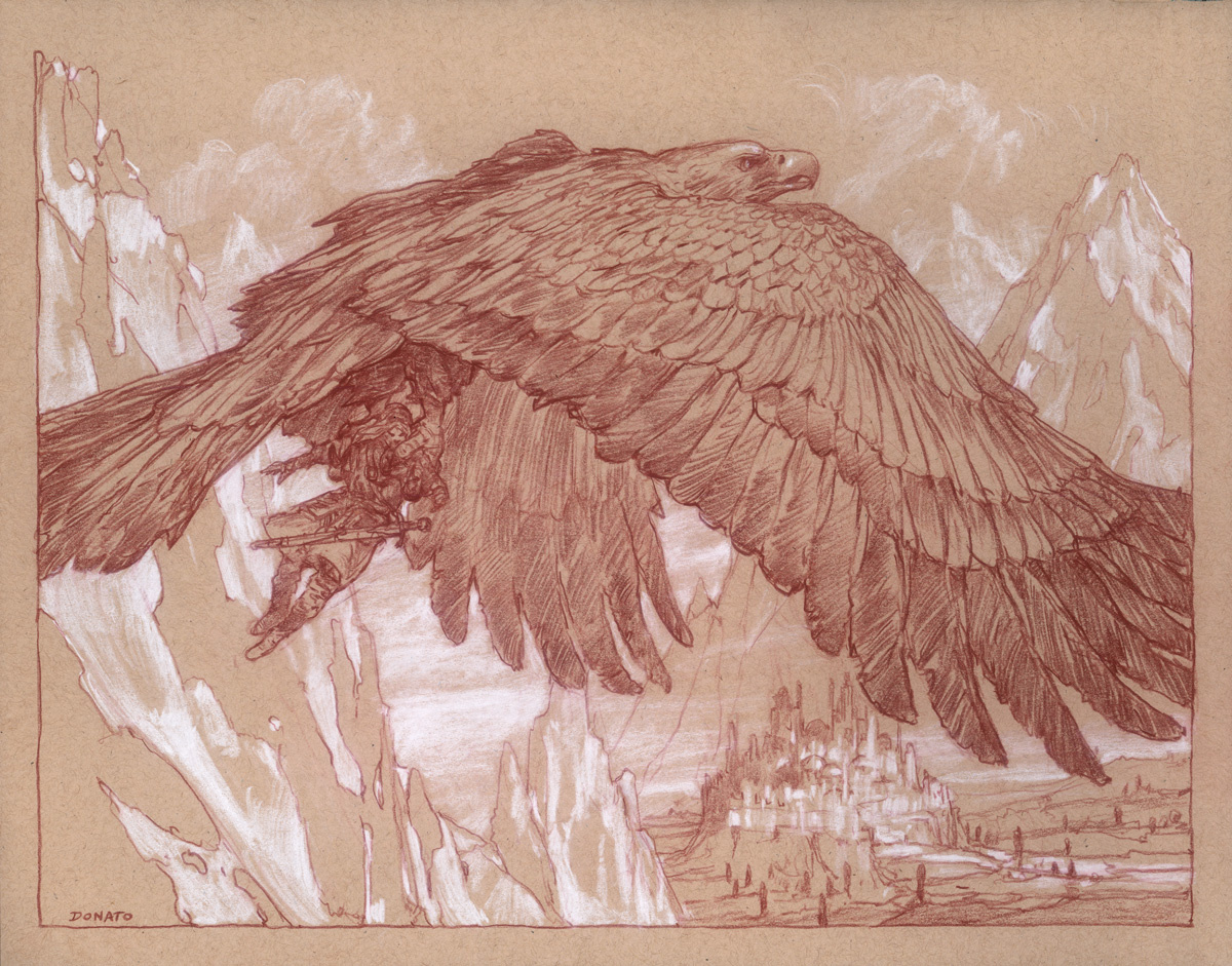 Hurin Approaching Gondolin
14" x 11"  Watercolor Pencil and Chalk on Toned paper 2017
private collection
