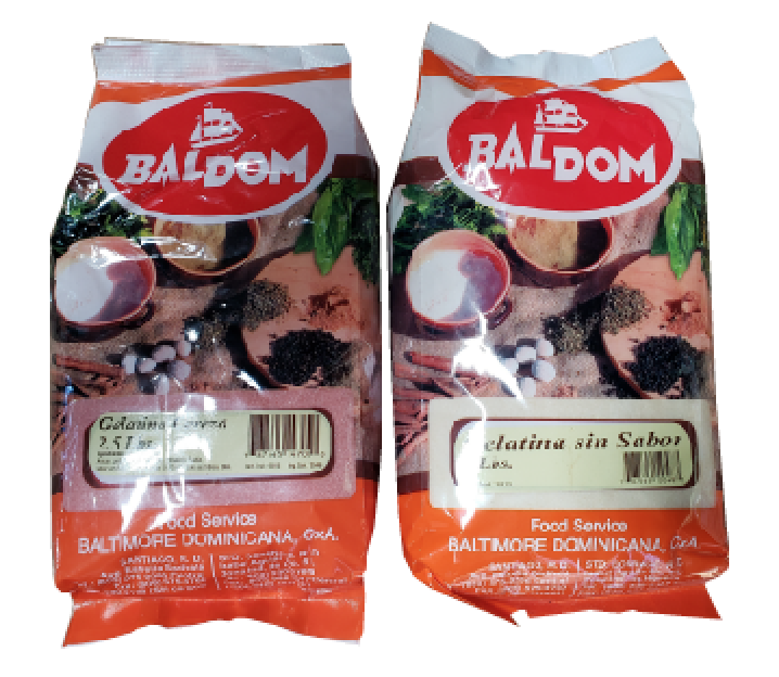 Gelatinas Baldom con sabor (varios sabores) y sin sabor
