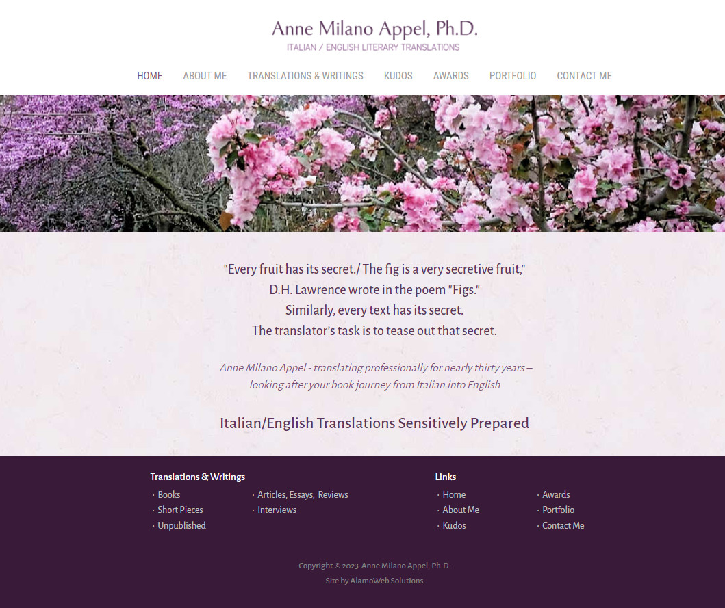 Anne Milano Appel, Italian Literary Translator, Alamo, CA