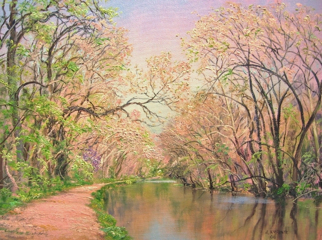 54.  C&O Canal Path in Spring, 9x12 oil on canvas