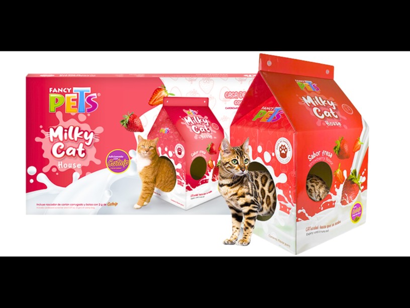 FL8495 CASA DE CARTON CON 
RASCADOR P/GATO FRESA