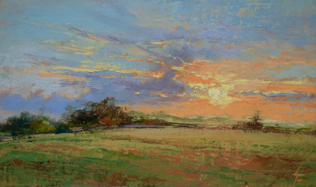 Fink September Sunset, Long Branch, 6x10 Oil and Cold Wax
