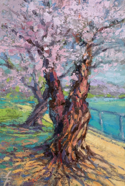 Fink Time Lords of the Tidal Basin, 9x6 Oil and Cold Wax