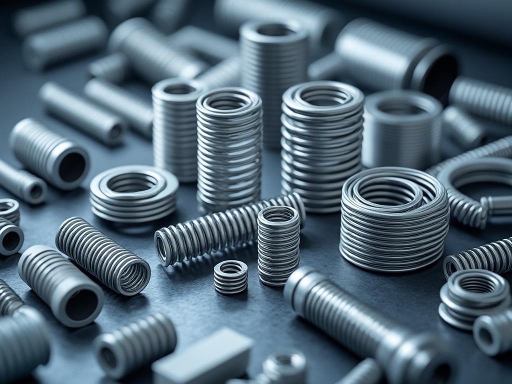 Variedad de resortes metálicos en diferentes tamaños sobre una superficie.