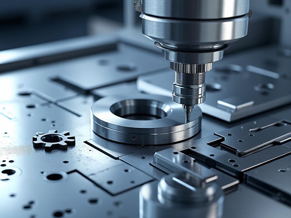 Fresadora CNC trabajando sobre superficie metálica con engranajes.