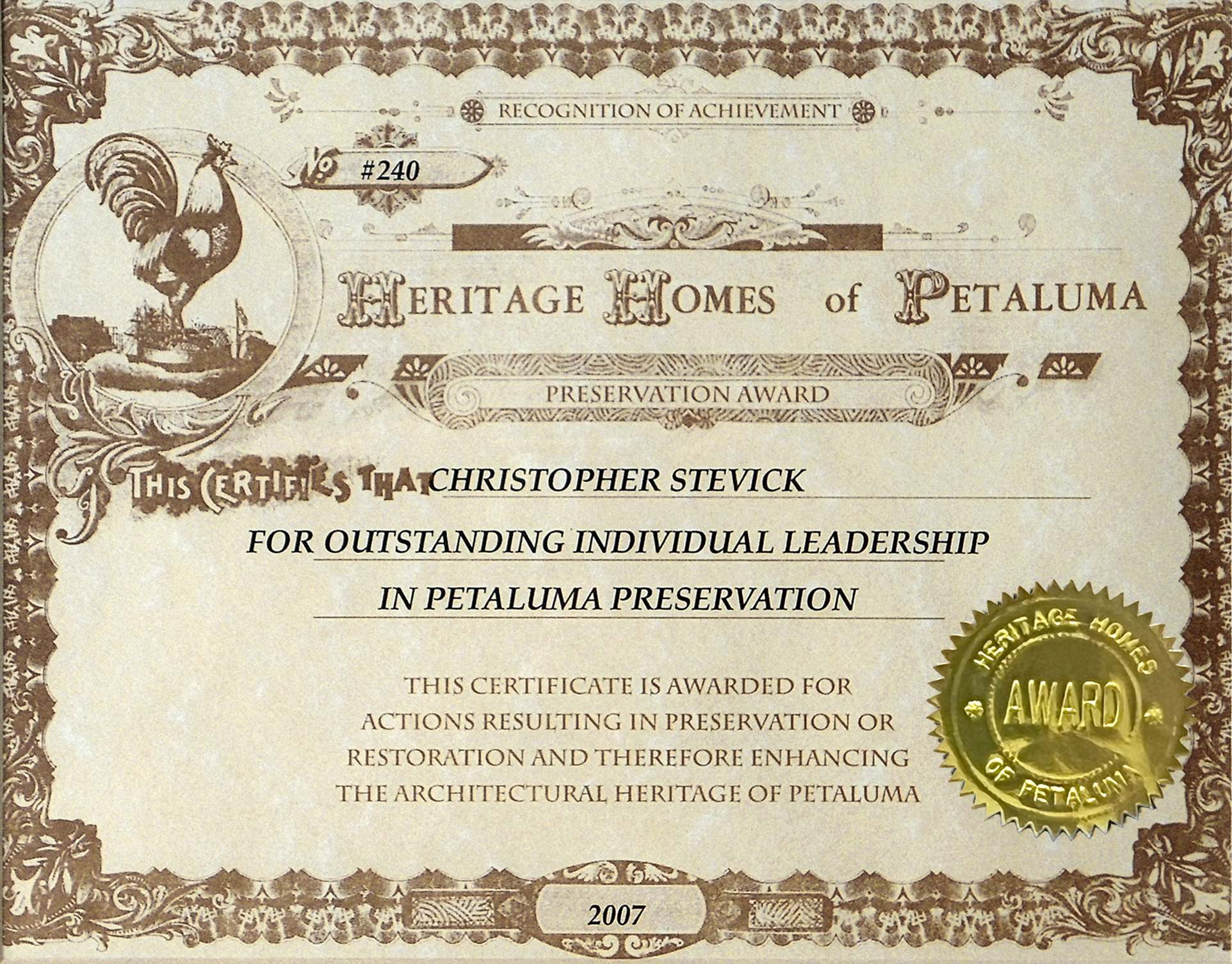 Outstanding Leadership
Award 2007