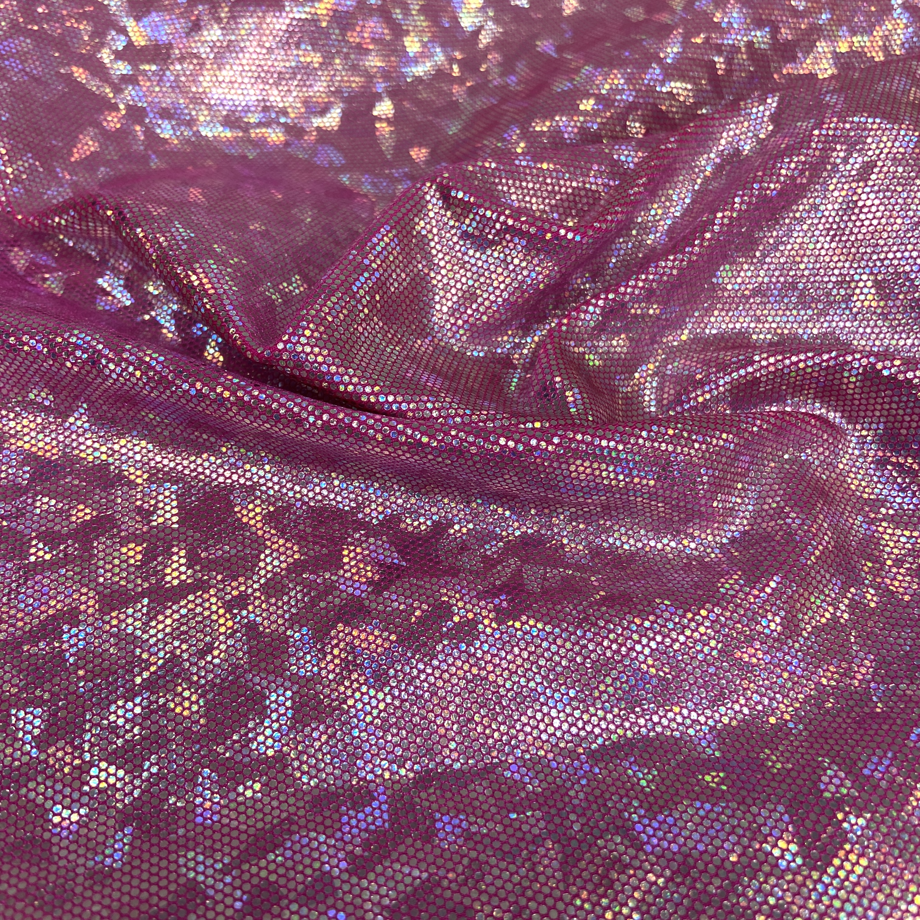 Silver shattered hologram on pink 