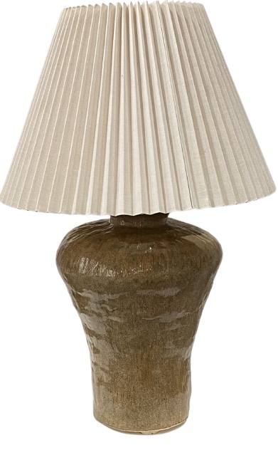 Light Brown Lamp
Ceramic
20"
$165.
***A number of Bruce's pots care 
    able to be converted into lamps.