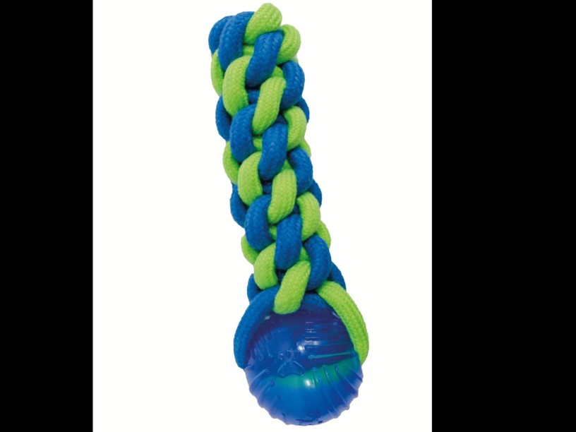 SP-3909 JUGUETE
 DE HILO TRENZADO AZUL 
CON PELOTA PLASTICO 8"