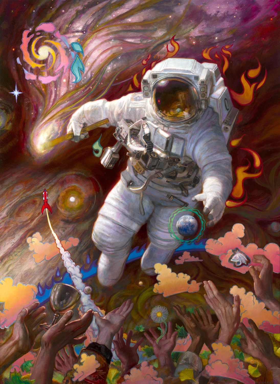 Life Seeker -The Comet
48" x 36"
Oil on panel
Original art available for purchase
Showcased at IX Arts/IlluxCon 2019.  IX Arts celebrates the traditional arts in Science Fiction, Fantasy, and Imaginative Realism. Begun 12 years ago it is still managed by the duo Patrick and Jeannie Wilshire with their dedicated minions of volunteers.