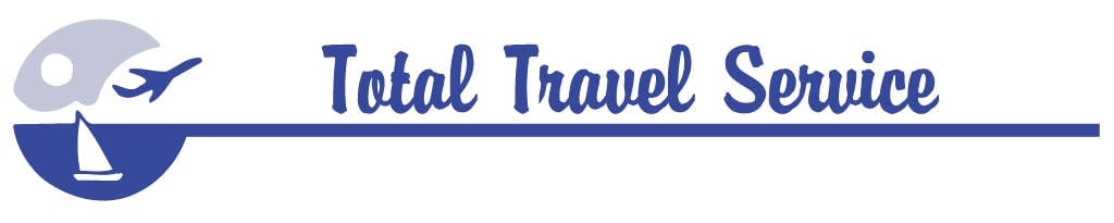 Logo of Total Travel Service with airplane and sailboat icons.