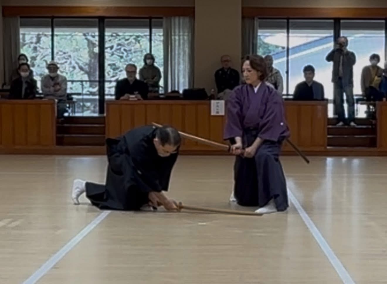 Kusa sensei and Takada sensei demonstrating bunkai of the kata.