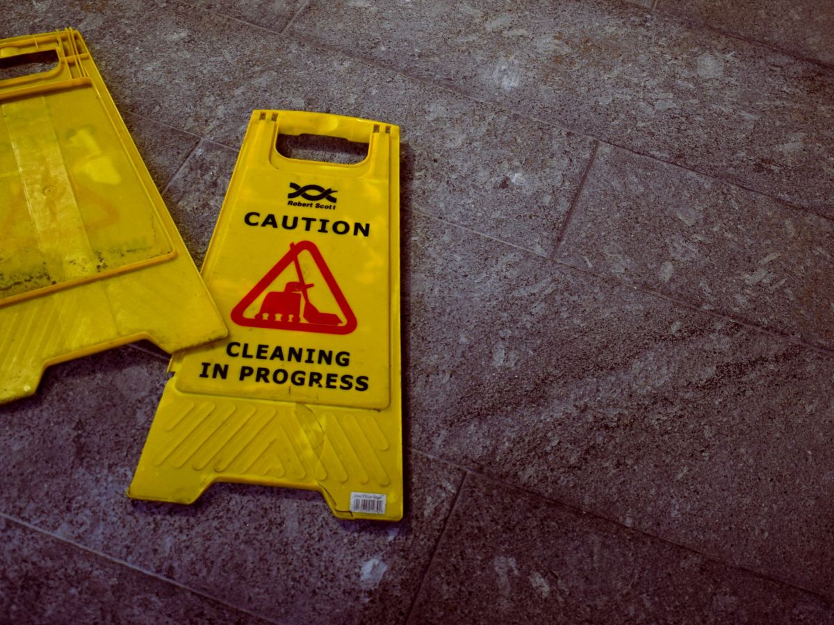 Caution slip and fall sign