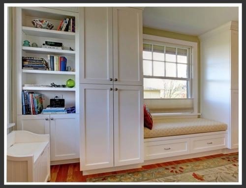  Custom Build White Shelves and Bench