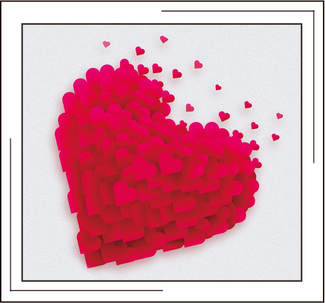 Large red heart made of smaller hearts