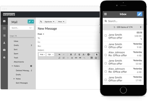 Desktop and mobile view of Professional Email