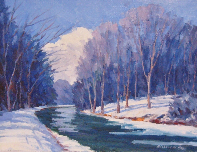 C&O Canal, Winter, 12 x 16, Oil